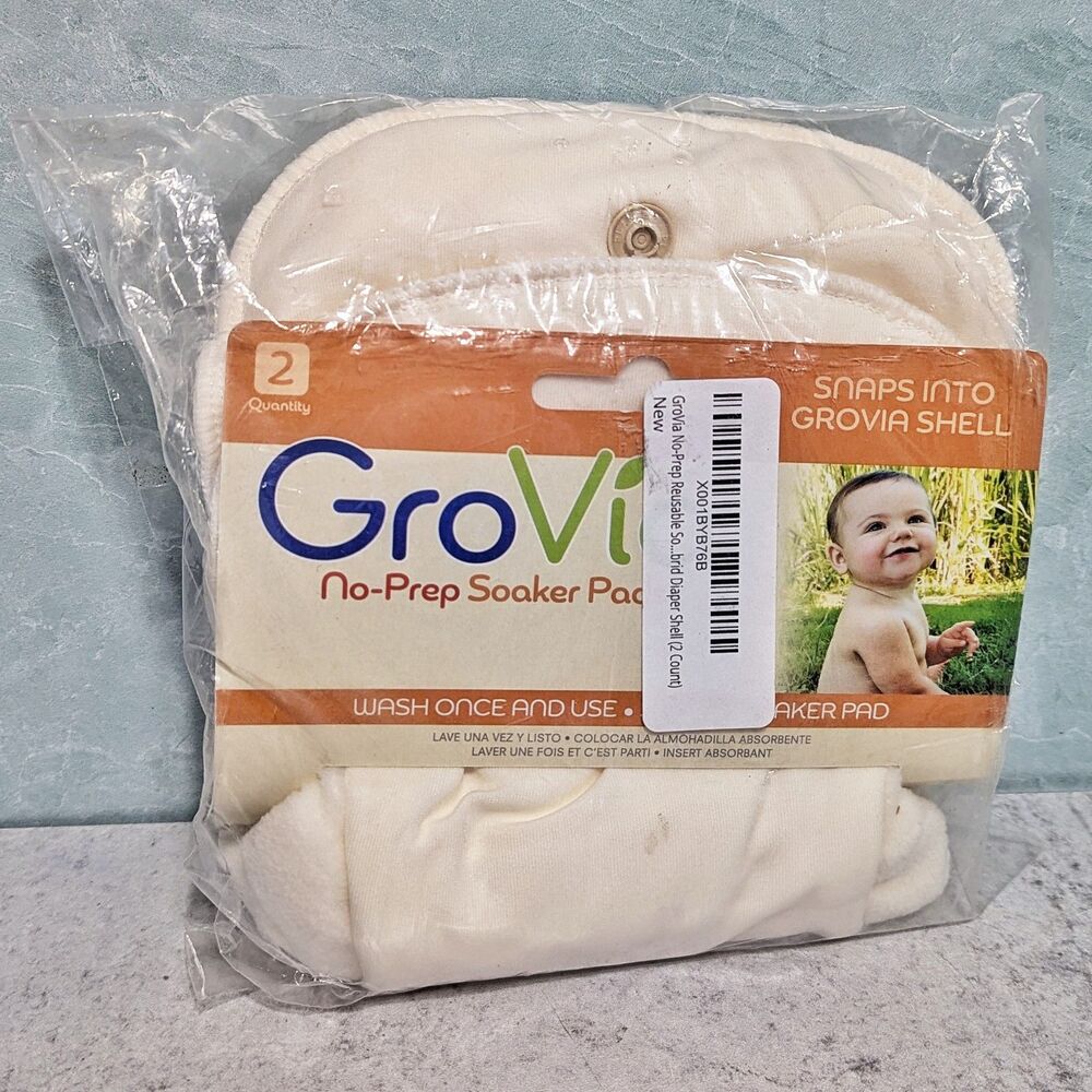 NEW GroVia No-Prep Soaker Pad for Cloth Diapering Hybrid Diaper Shell (2 Count)